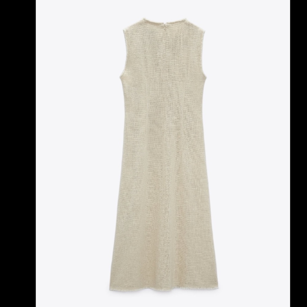 Zara frayed textured midi dress, rustic, neutral - Picture 10 of 12